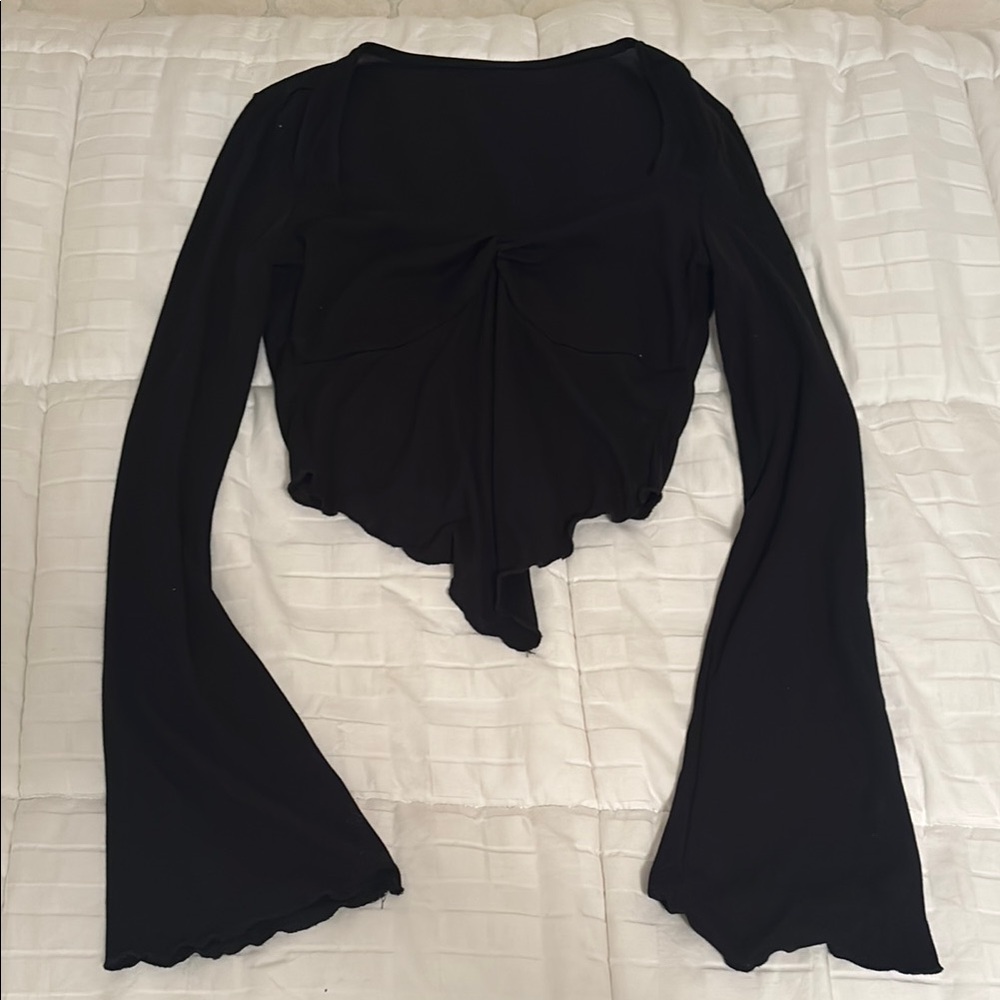 Elegant Black Long Sleeve Women's Top
